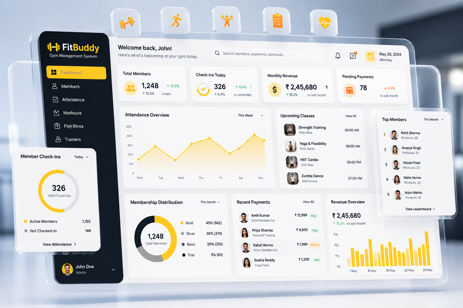 A sleek, modern laptop displaying a comprehensive startup dashboard